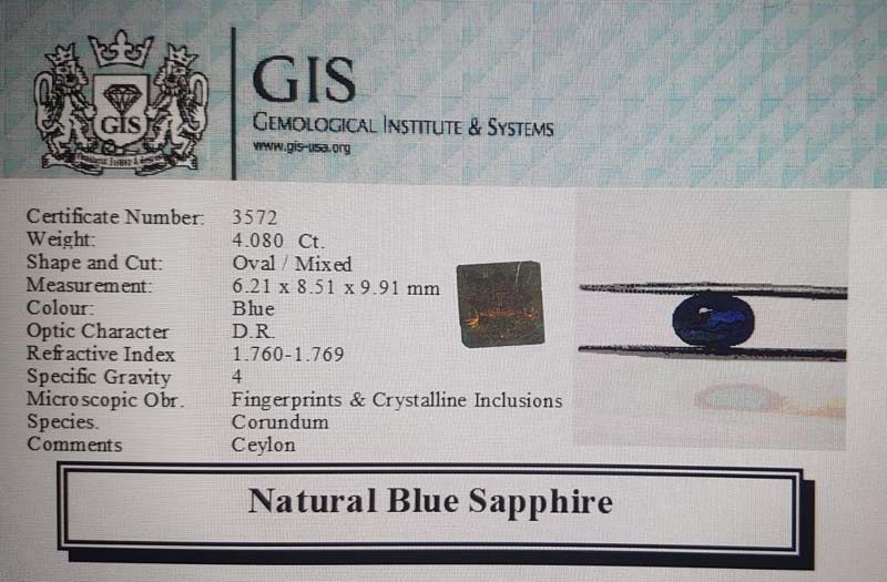 Blue Sapphire 4.08 Ct. 5 BSP4684 4 Blue Sapphire 4.08 Ct.