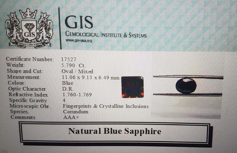 Blue Sapphire 5.79 Ct. 5 BSP5811 4 Blue Sapphire 5.79 Ct.