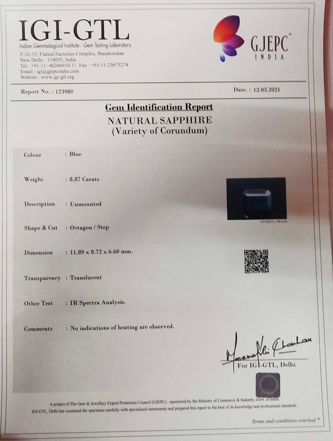 BSP6102 4 Blue Sapphire 8.87 Ct.