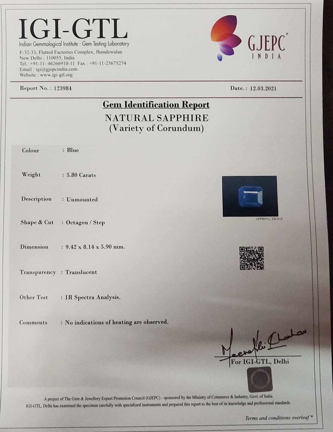 BSP6106 4 Blue Sapphire 5.8 Ct.