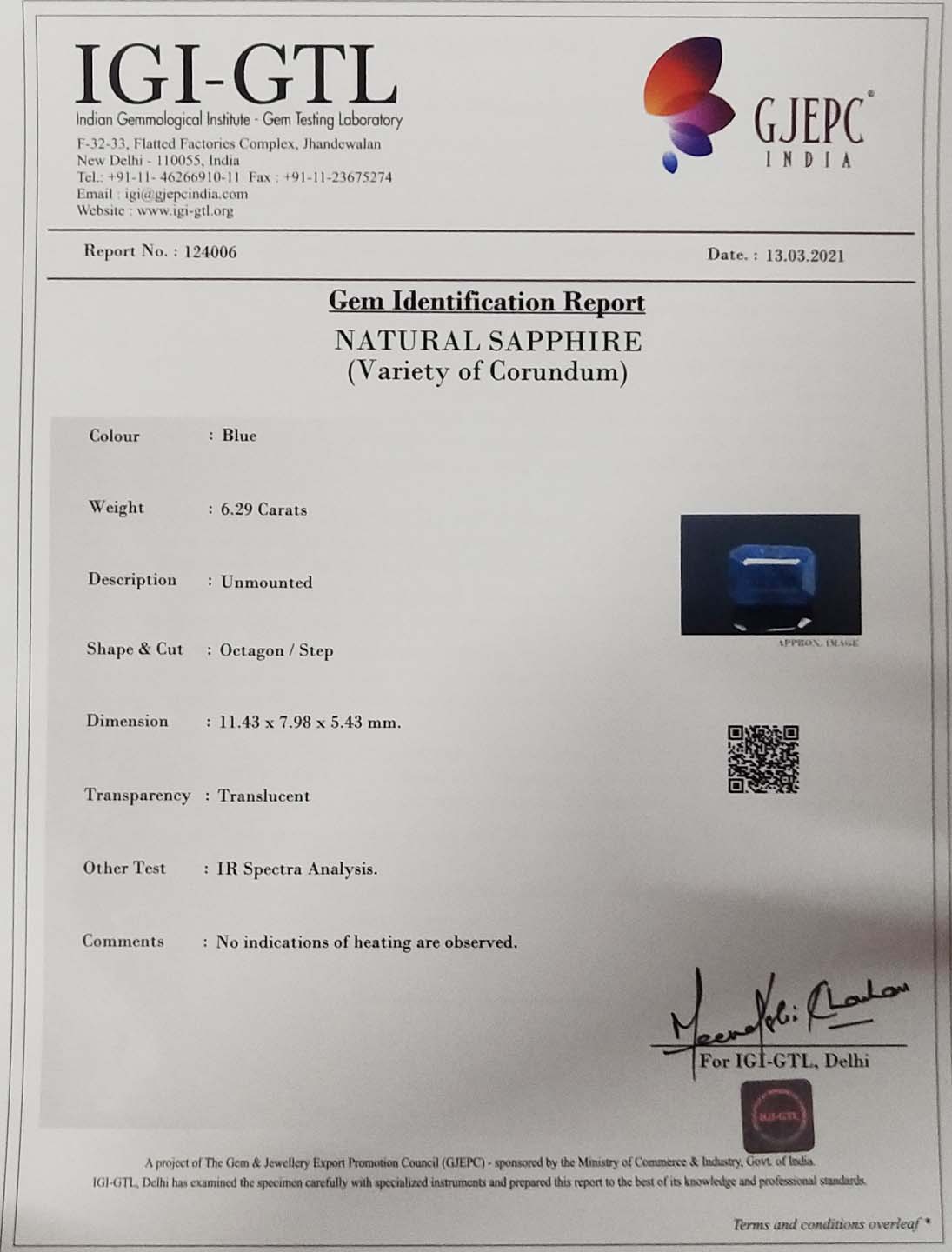 BSP6128 4 Blue Sapphire 6.29 Ct.