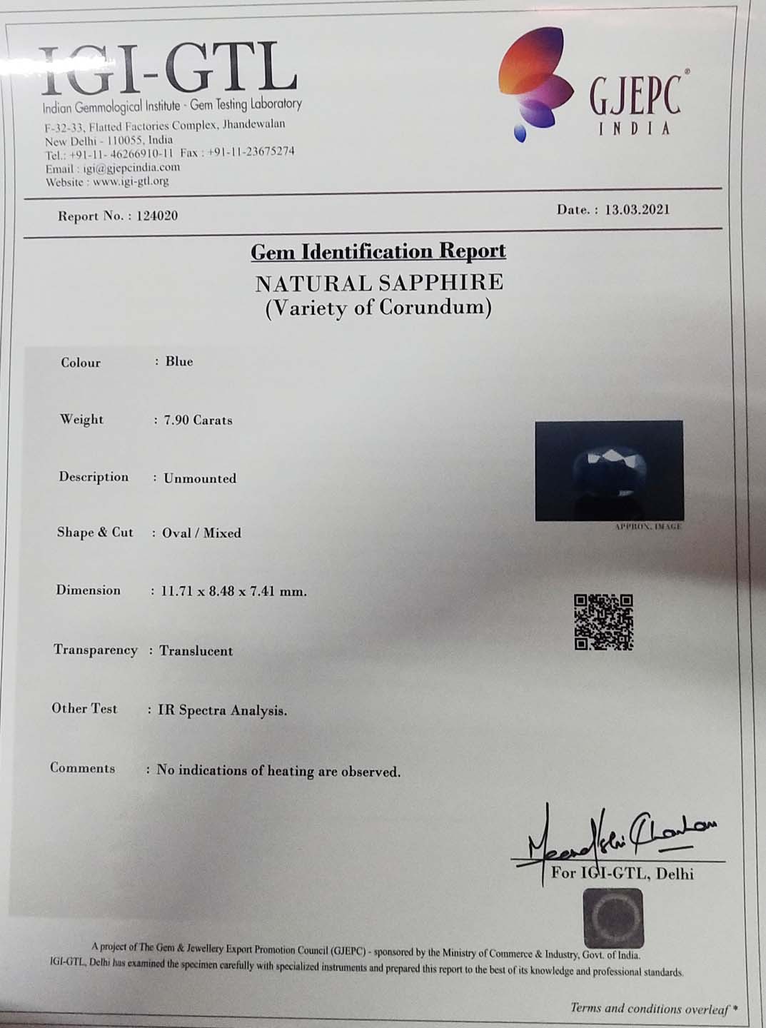 BSP6142 4 Blue Sapphire 7.9 Ct.