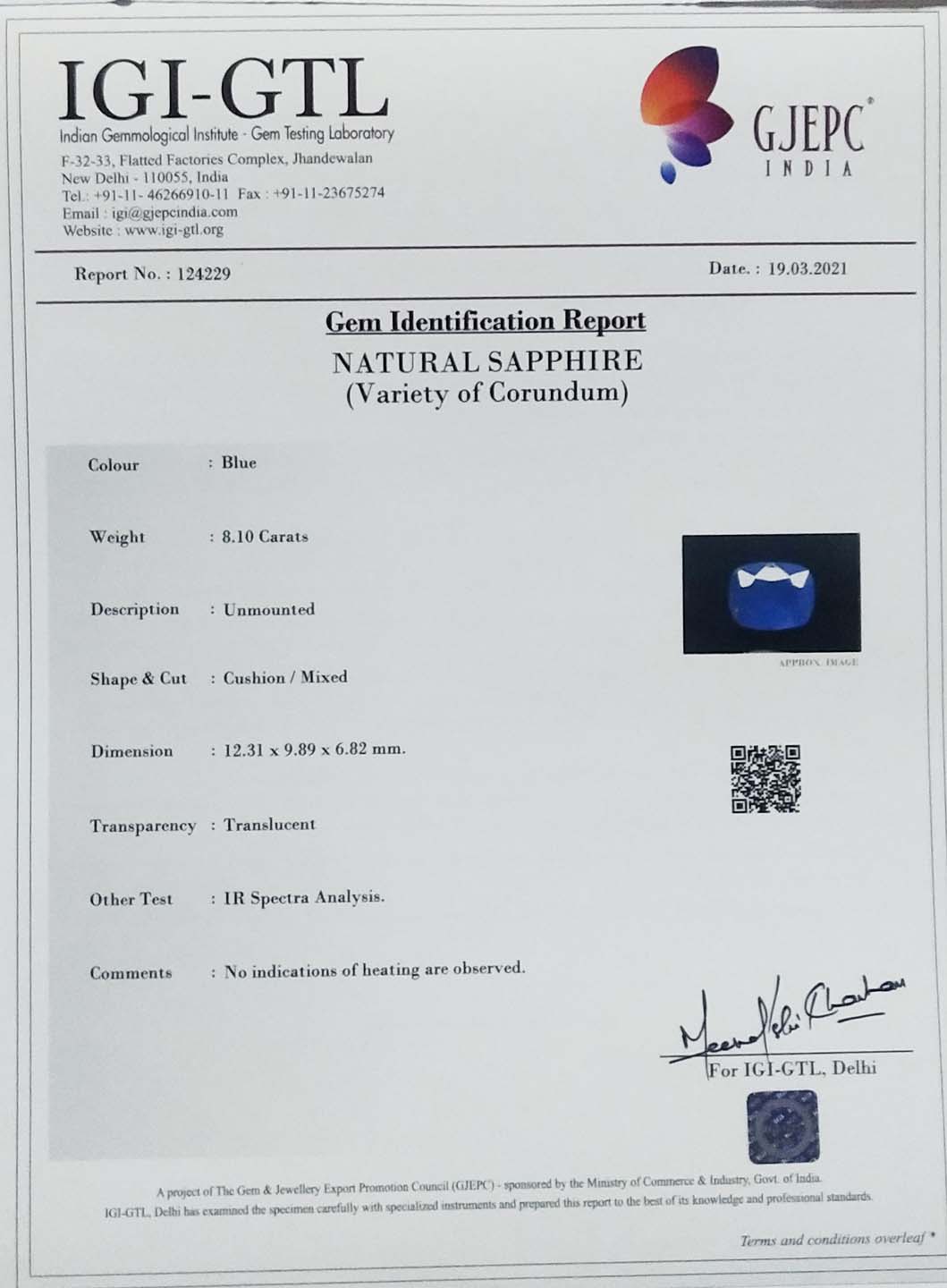 BSP6174 4 Blue Sapphire 8.1 Ct.