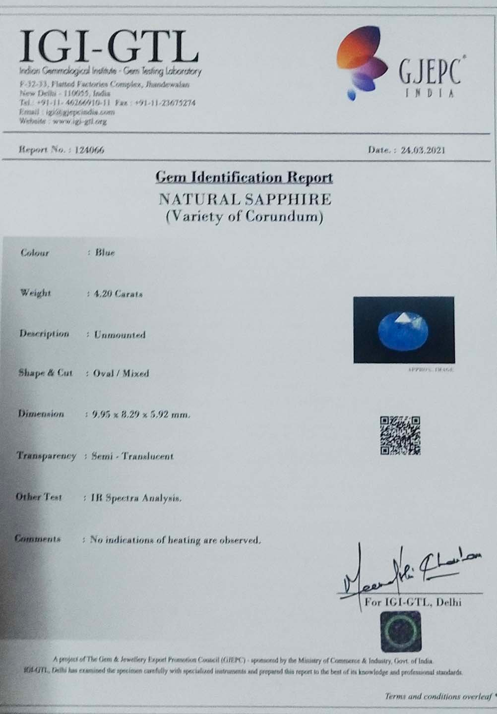 BSP6247 4 Blue Sapphire 4.2 Ct.