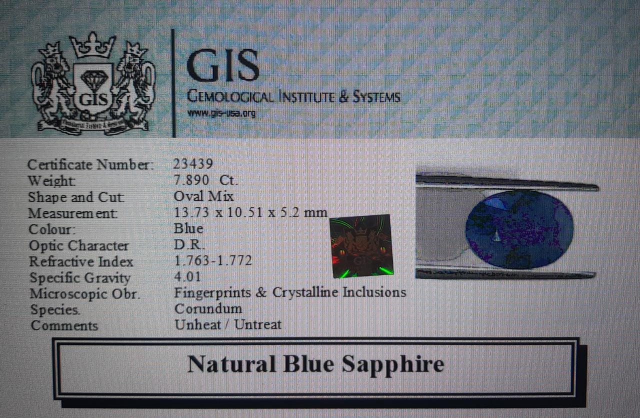 Blue Sapphire 7.89 Ct.