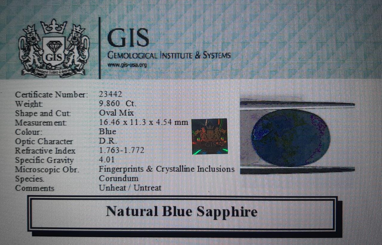 Blue Sapphire 9.86 Ct.