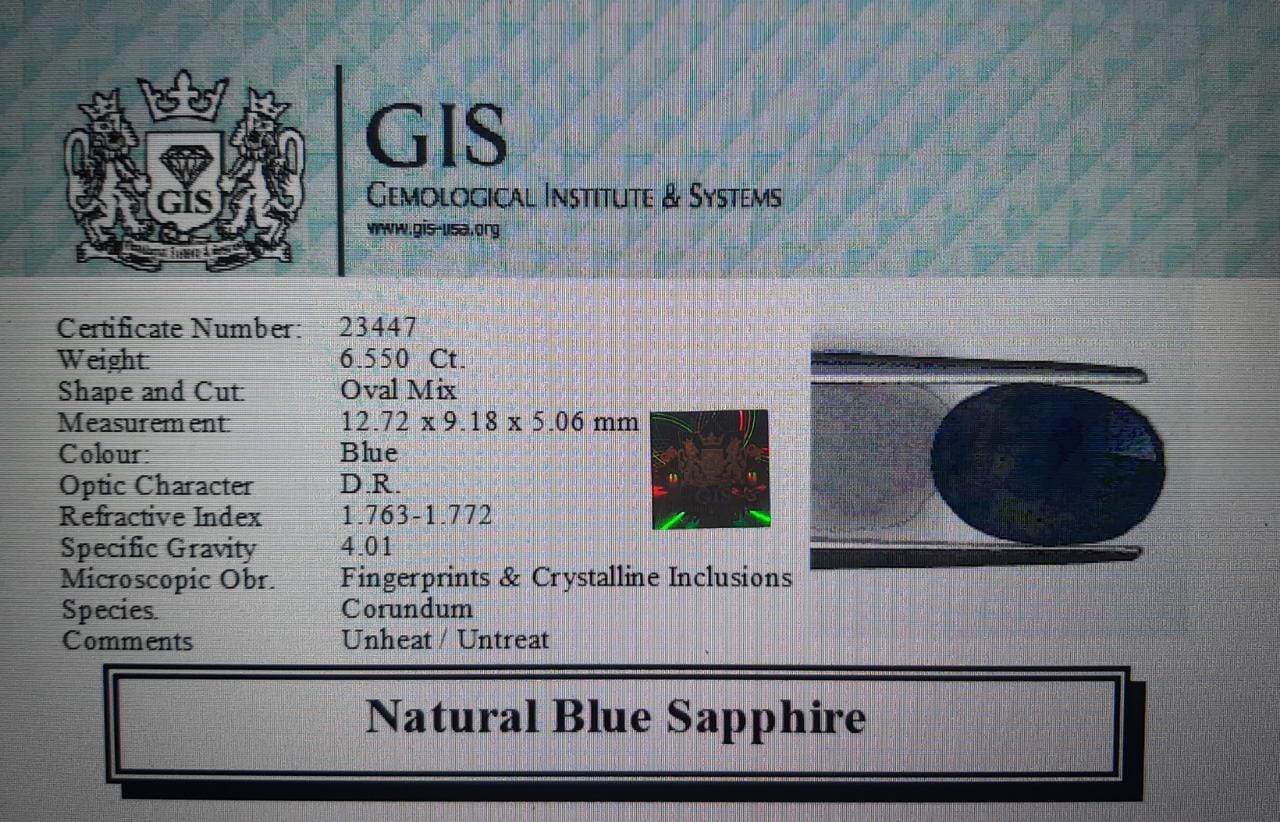 Blue Sapphire 6.55 Ct.