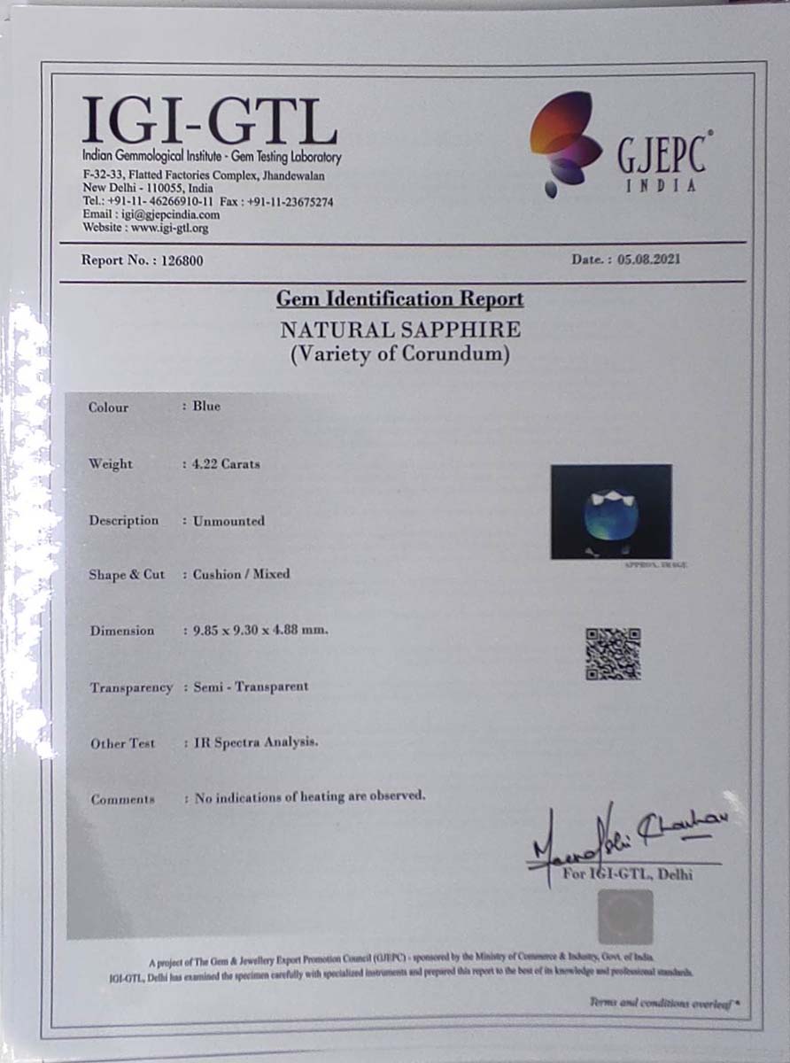 BSP6394 4 Blue Sapphire 4.22 Ct.
