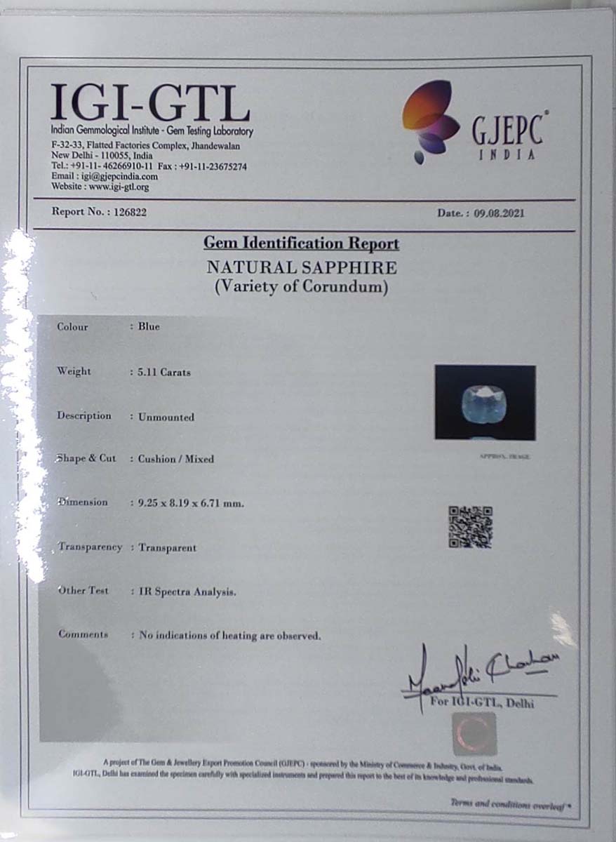 BSP6416 4 Blue Sapphire 5.11 Ct.