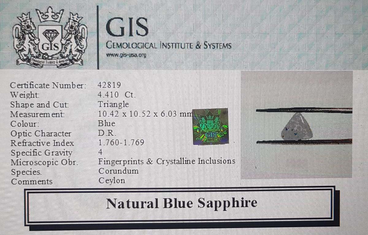 Blue Sapphire 4.41 Ct. Blue Sapphire 4.41 Ct.