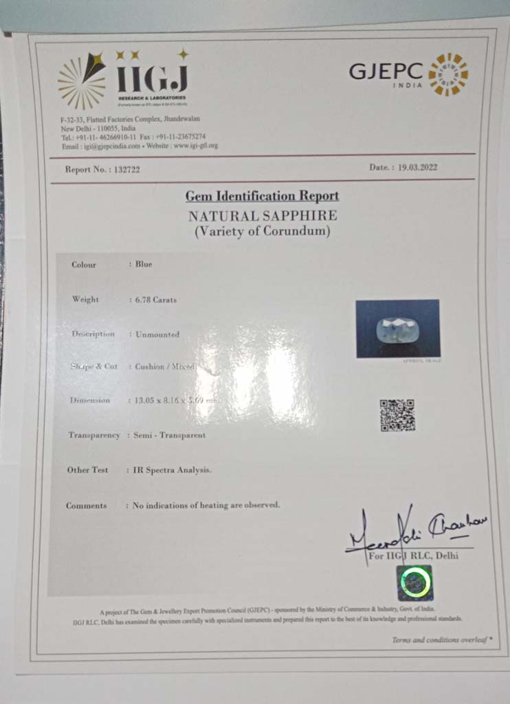 Blue Sapphire 6.78 Ct. 5 BSP6987 4 Blue Sapphire 6.78 Ct.