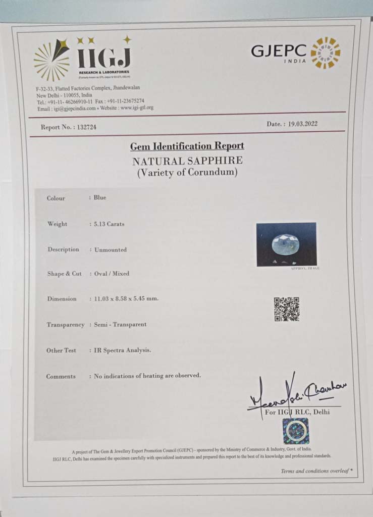 Blue Sapphire 5.13 Ct. 5 BSP6989 4 Blue Sapphire 5.13 Ct.
