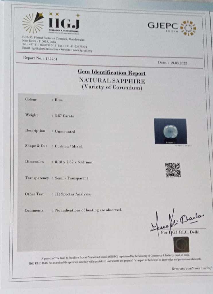 Blue Sapphire 3.87 Ct. 5 BSP7012 4 Blue Sapphire 3.87 Ct.