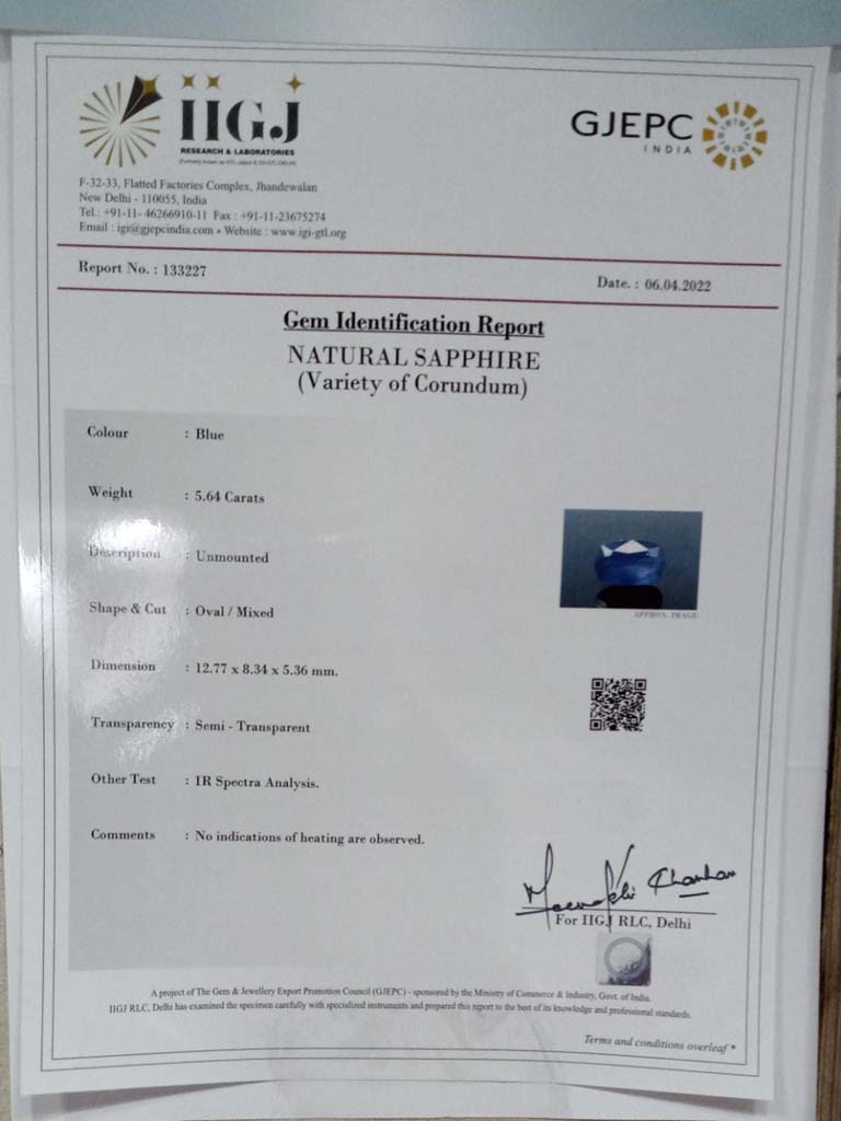 Blue Sapphire 5.64 Ct. 5 BSP7040 4 Blue Sapphire 5.64 Ct.