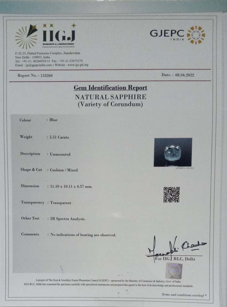 BSP7073 4 Blue Sapphire 5.51 Ct.
