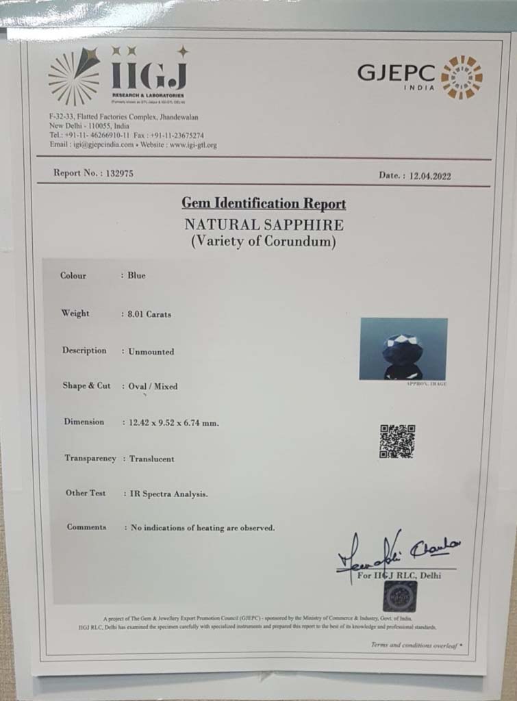 BSP7161 4 Blue Sapphire 8.01 Ct.