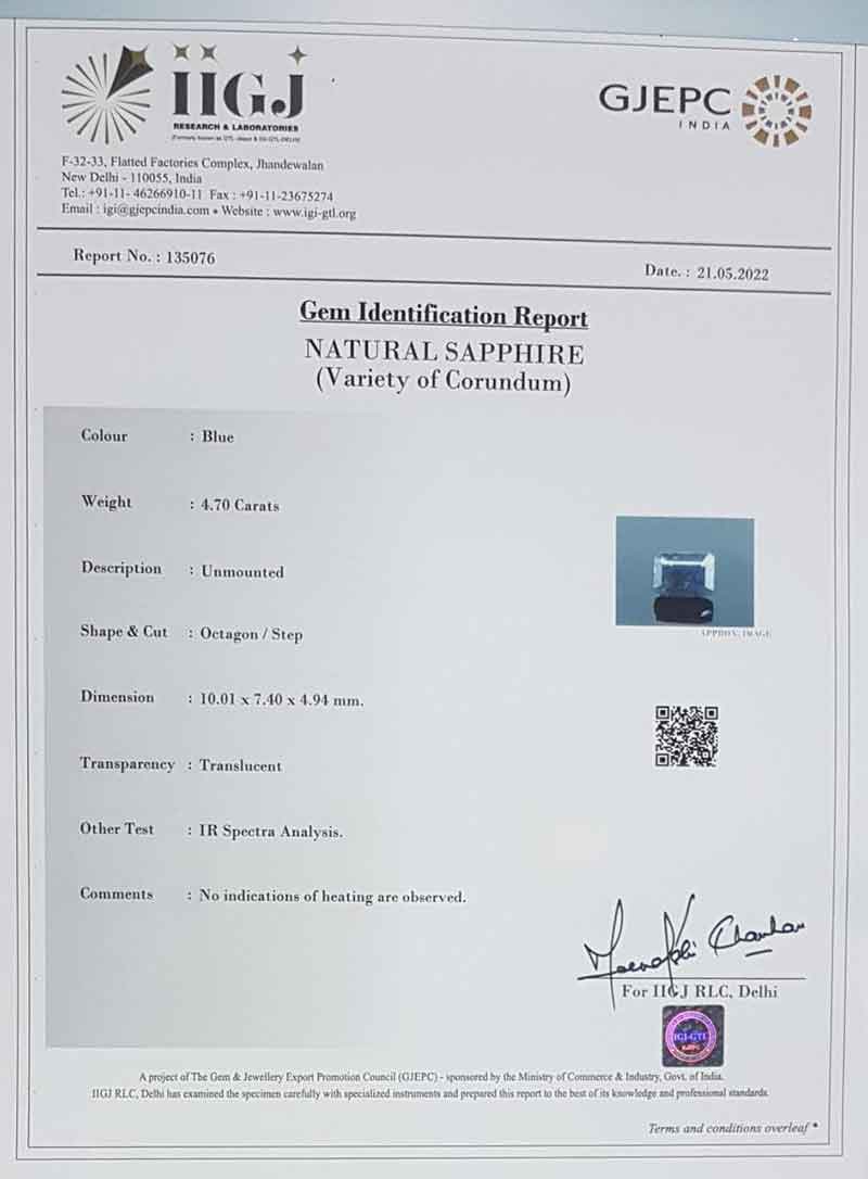 BSP7199 4 Blue Sapphire 4.70 Ct.
