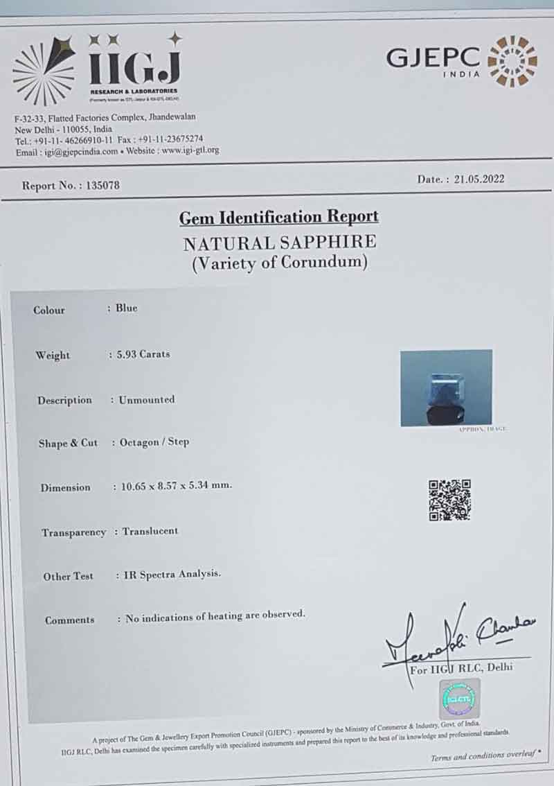BSP7201 4 Blue Sapphire 5.93 Ct.