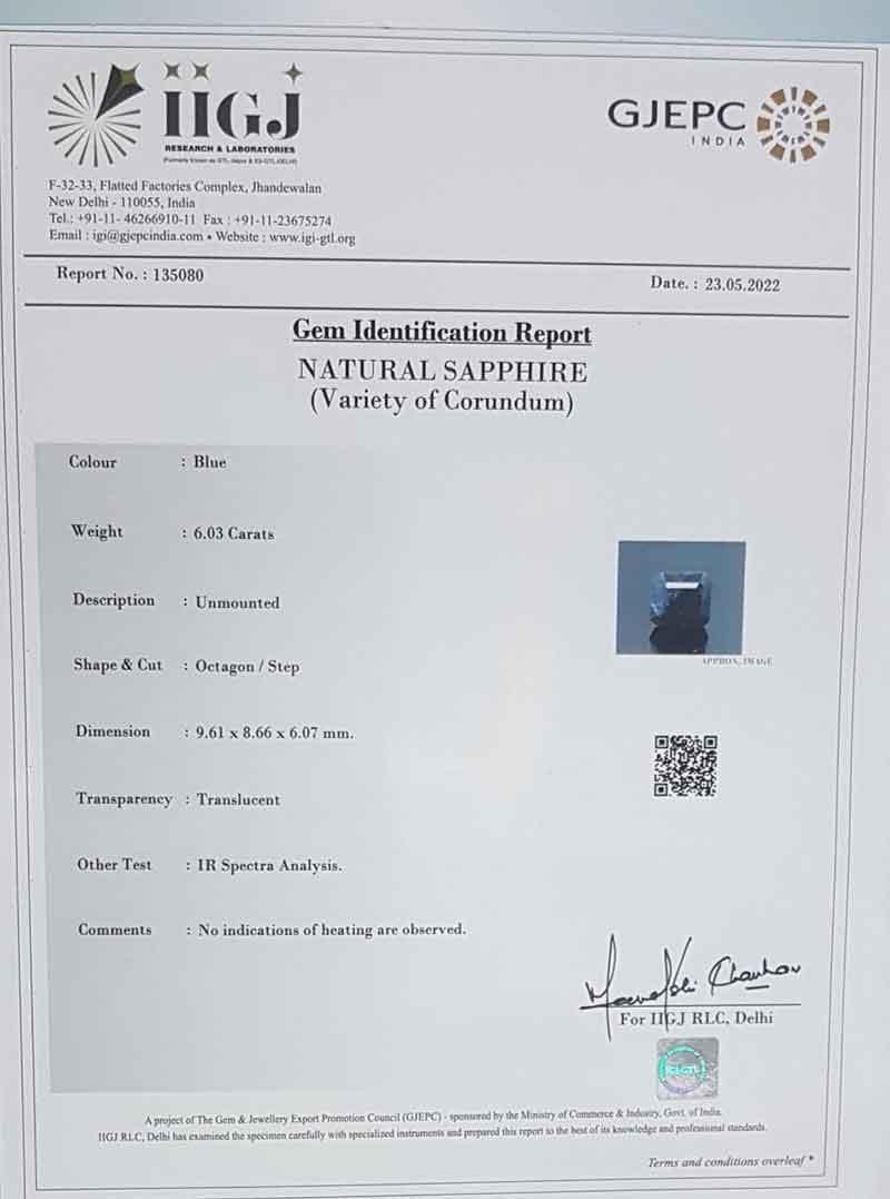 BSP7203 4 Blue Sapphire 6.03 Ct.