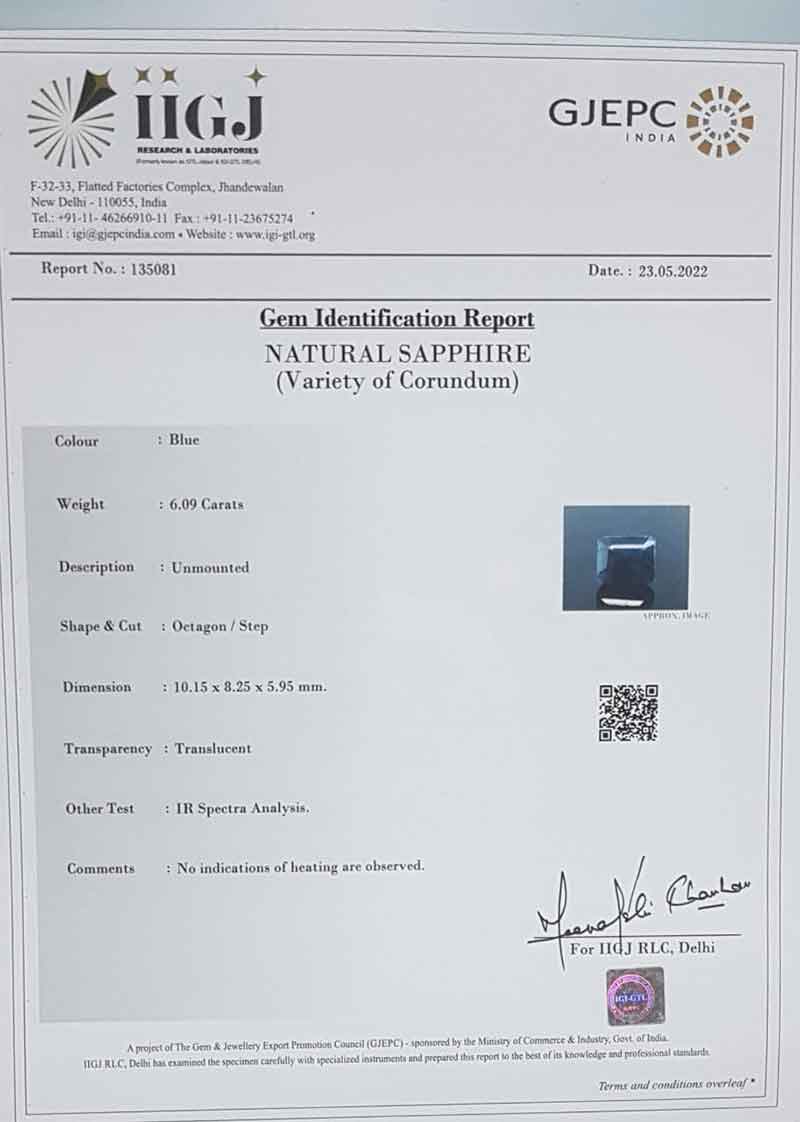 BSP7204 4 Blue Sapphire 6.09 Ct.