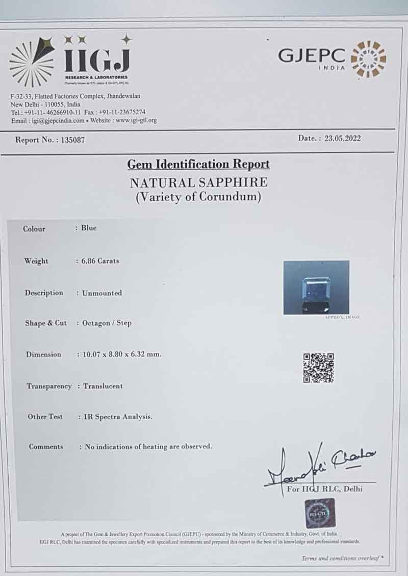 BSP7210 4 Blue Sapphire 6.86 Ct.