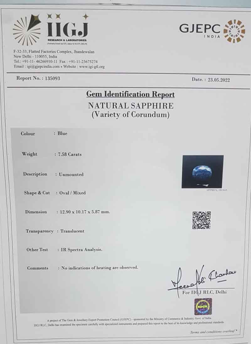 BSP7216 4 Blue Sapphire 7.58 Ct.