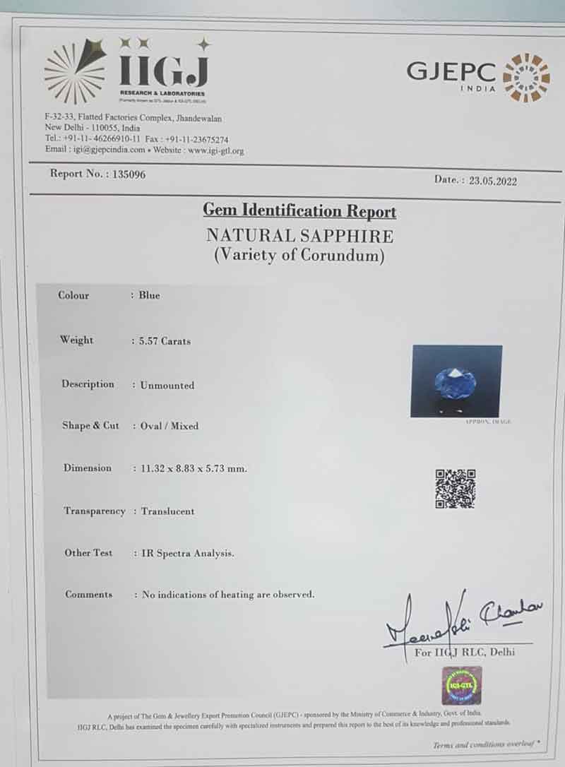 BSP7219 4 Blue Sapphire 5.57 Ct.