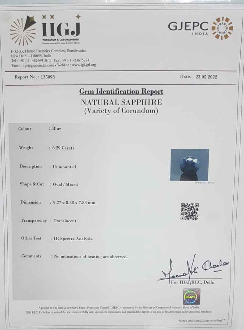 BSP7221 4 Blue Sapphire 6.29 Ct.