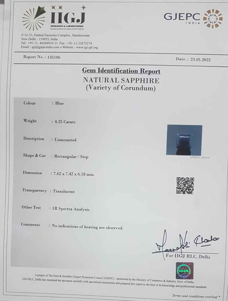 BSP7229 4 Blue Sapphire 4.25 Ct.