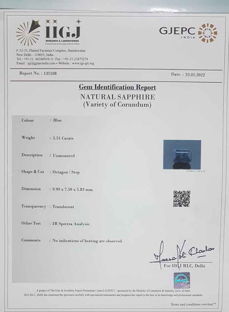 BSP7231 4 Blue Sapphire 5.51 Ct.