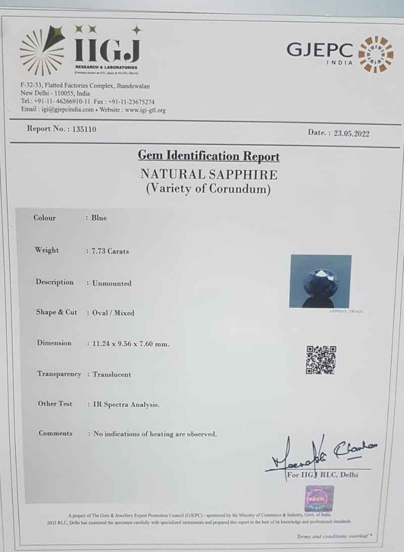 BSP7233 4 Blue Sapphire 7.73 Ct.