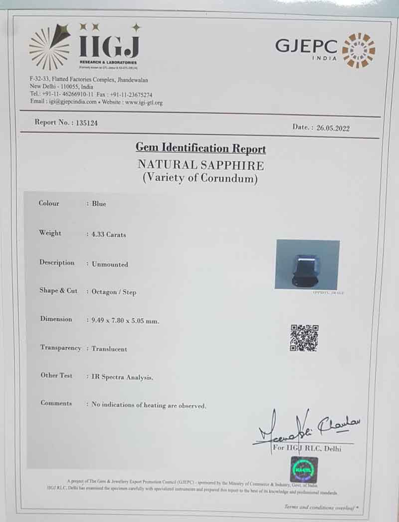 BSP7247 4 Blue Sapphire 4.33 Ct.