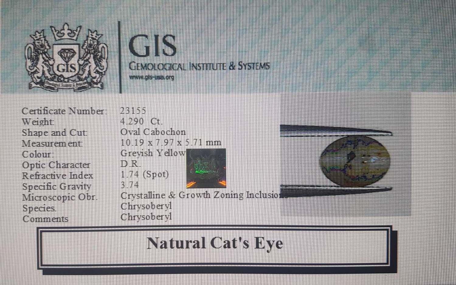 CCE12 4 Cat's Eye 4.29 Ct.
