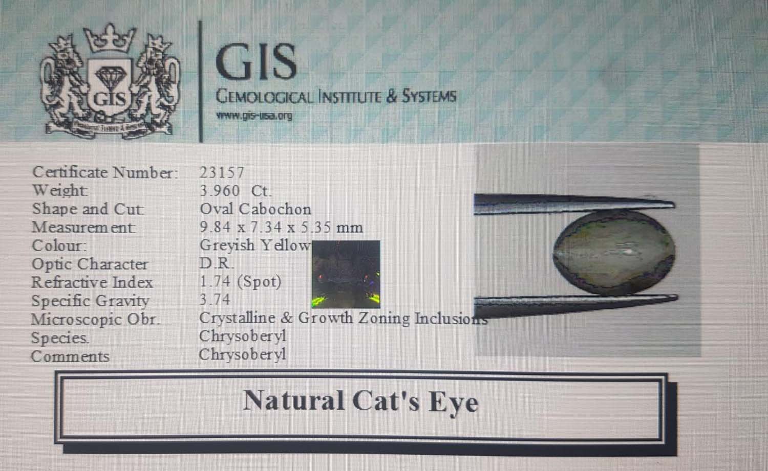 CCE14 4 Cat's Eye 3.96 Ct.