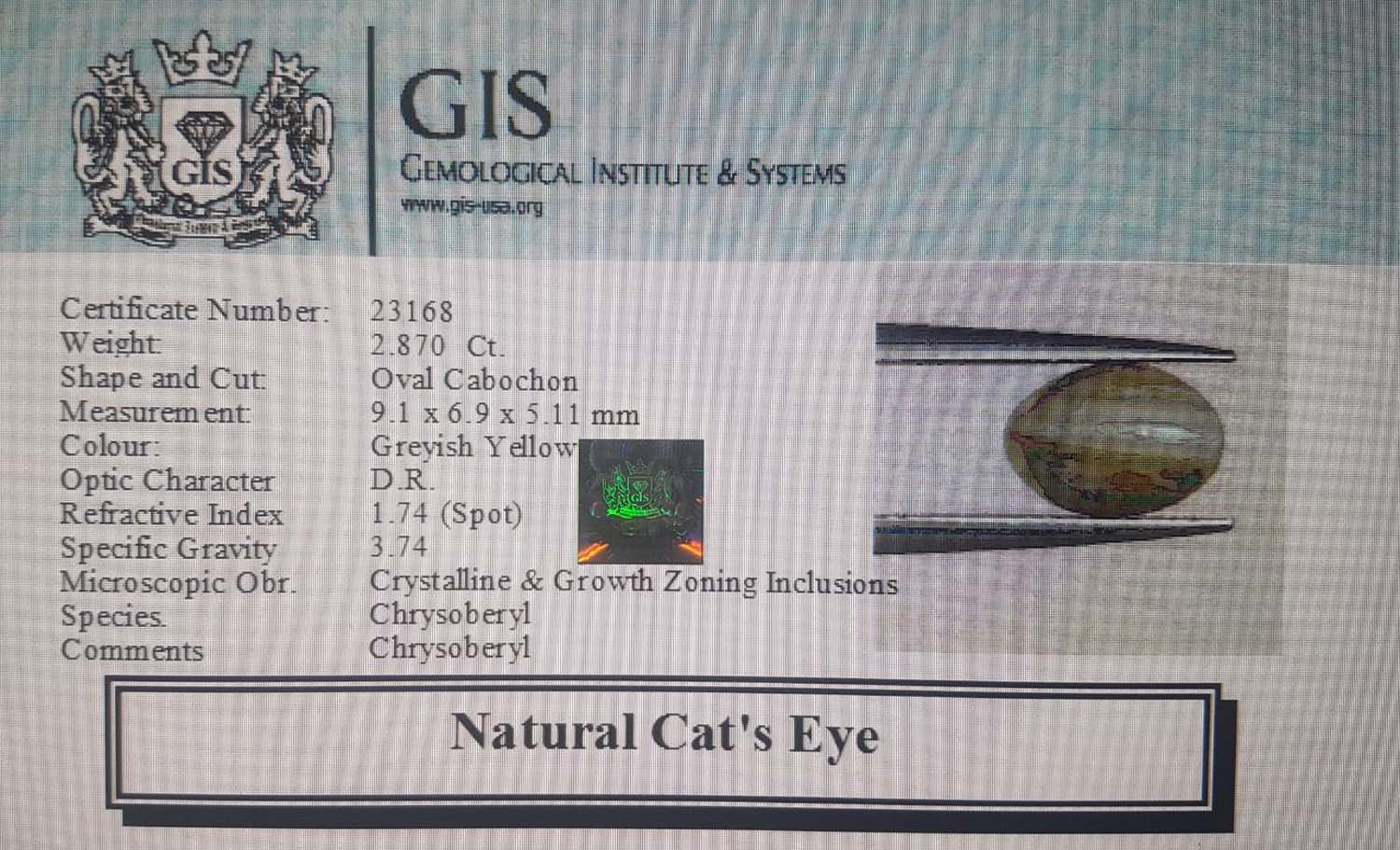 Cat's Eye 2.87 Ct.