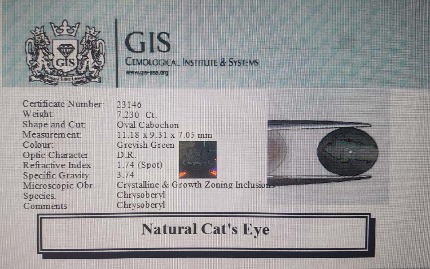 CCE3 4 Cat's Eye 7.23 Ct.