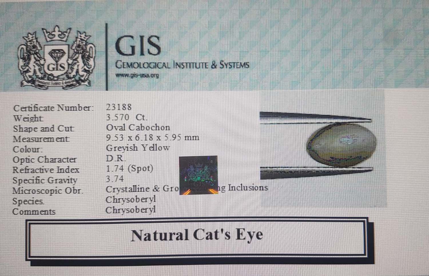 CCE45 4 Cat's Eye 3.57 Ct.