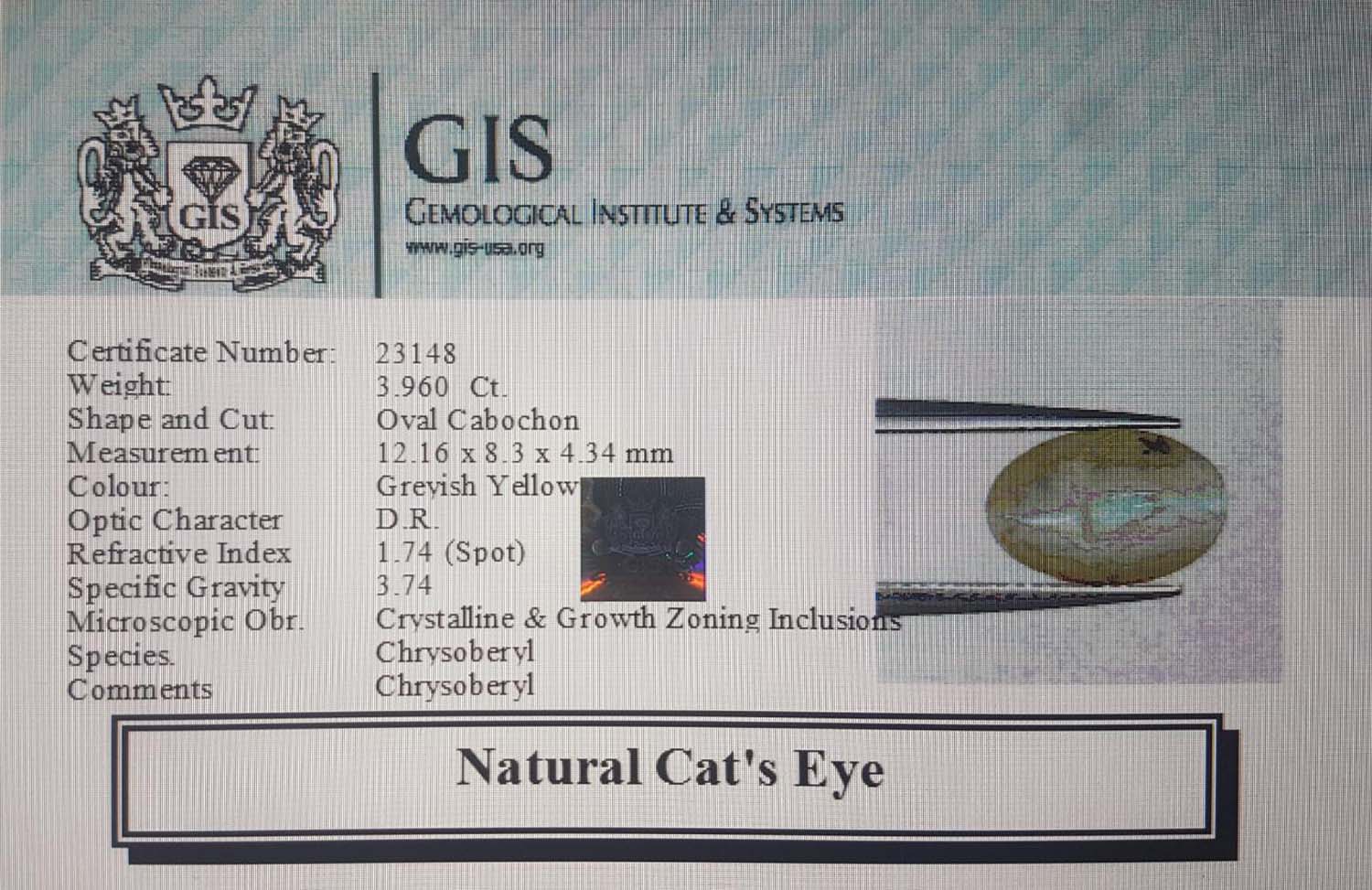 Cat's Eye 3.96 Ct.
