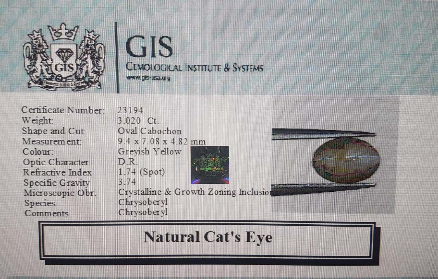 Cat's Eye 3.02 Ct.