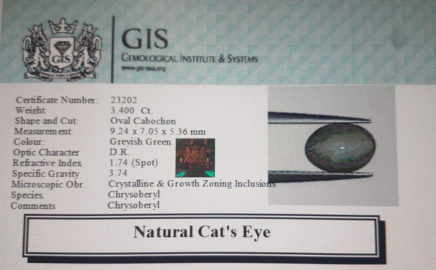 Cat's Eye 3.4 Ct.