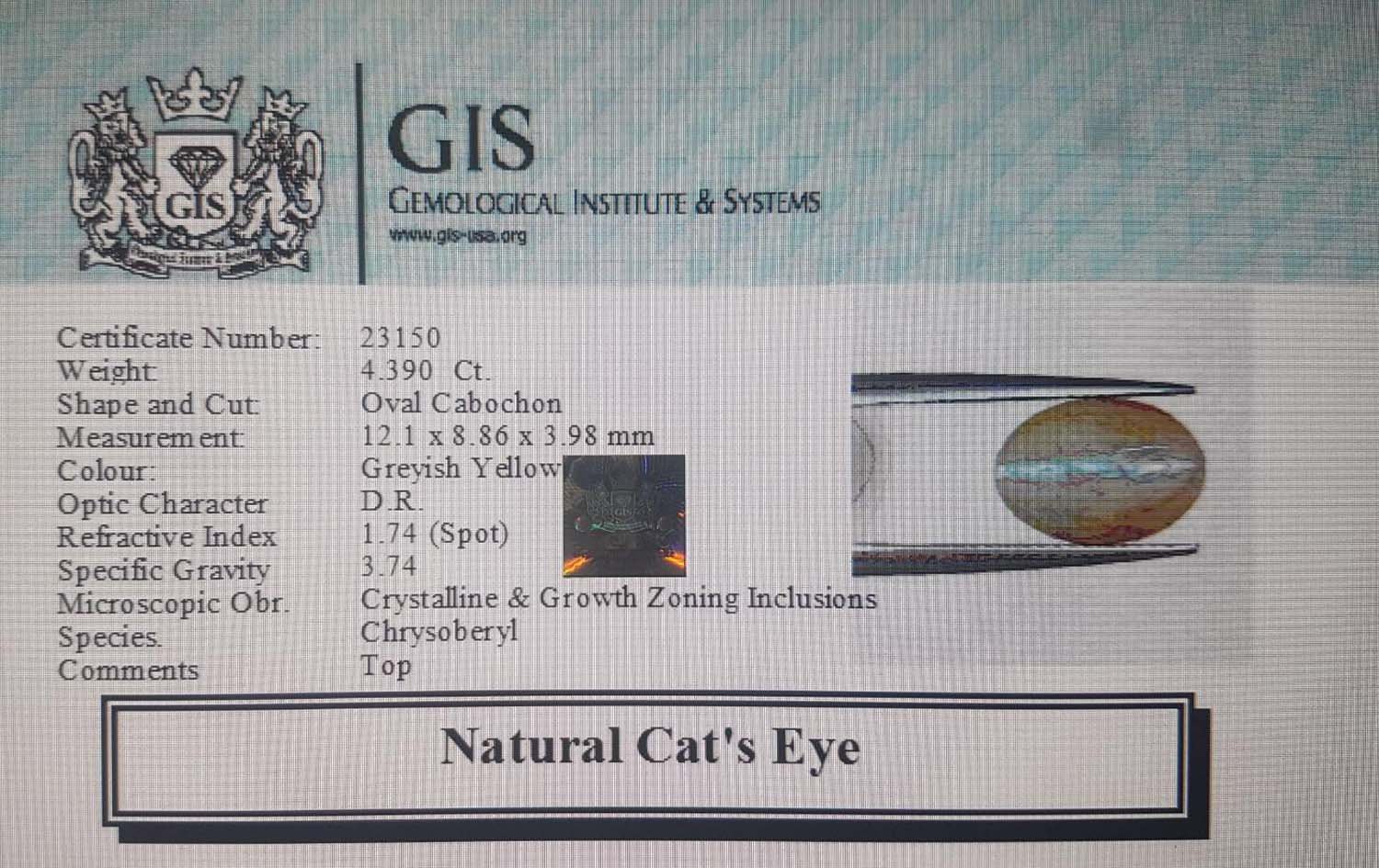 CCE7 4 Cat's Eye 4.39 Ct.