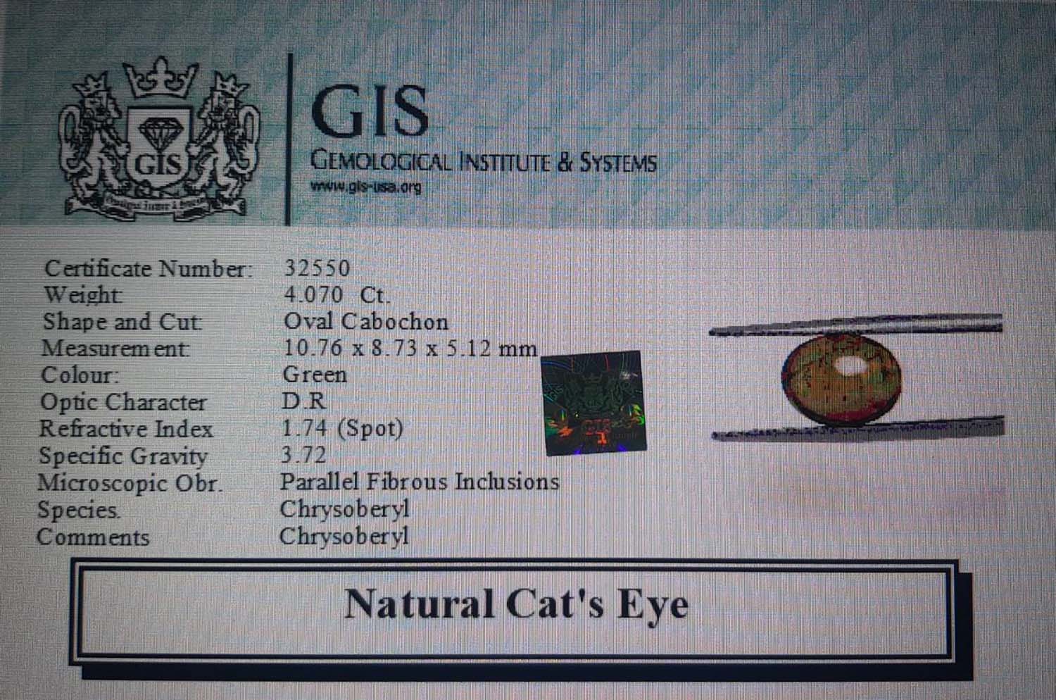 Cat's Eye 4.07 Ct.