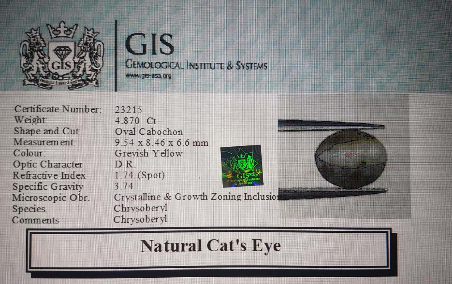 Cat's Eye 4.87 Ct.