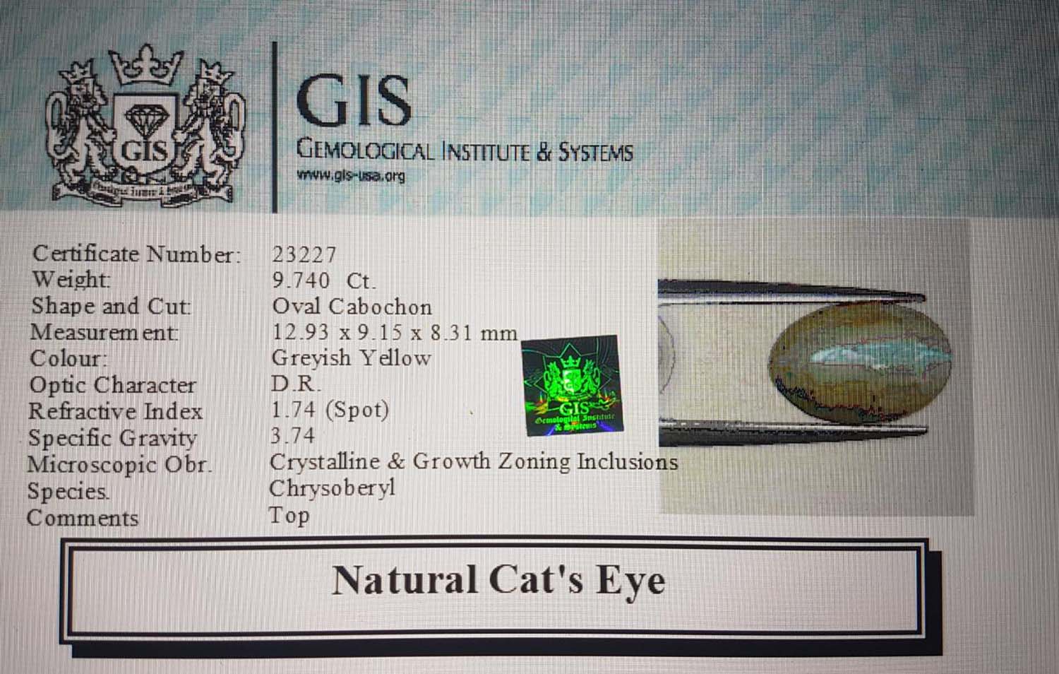 Cat's Eye 9.74 Ct.