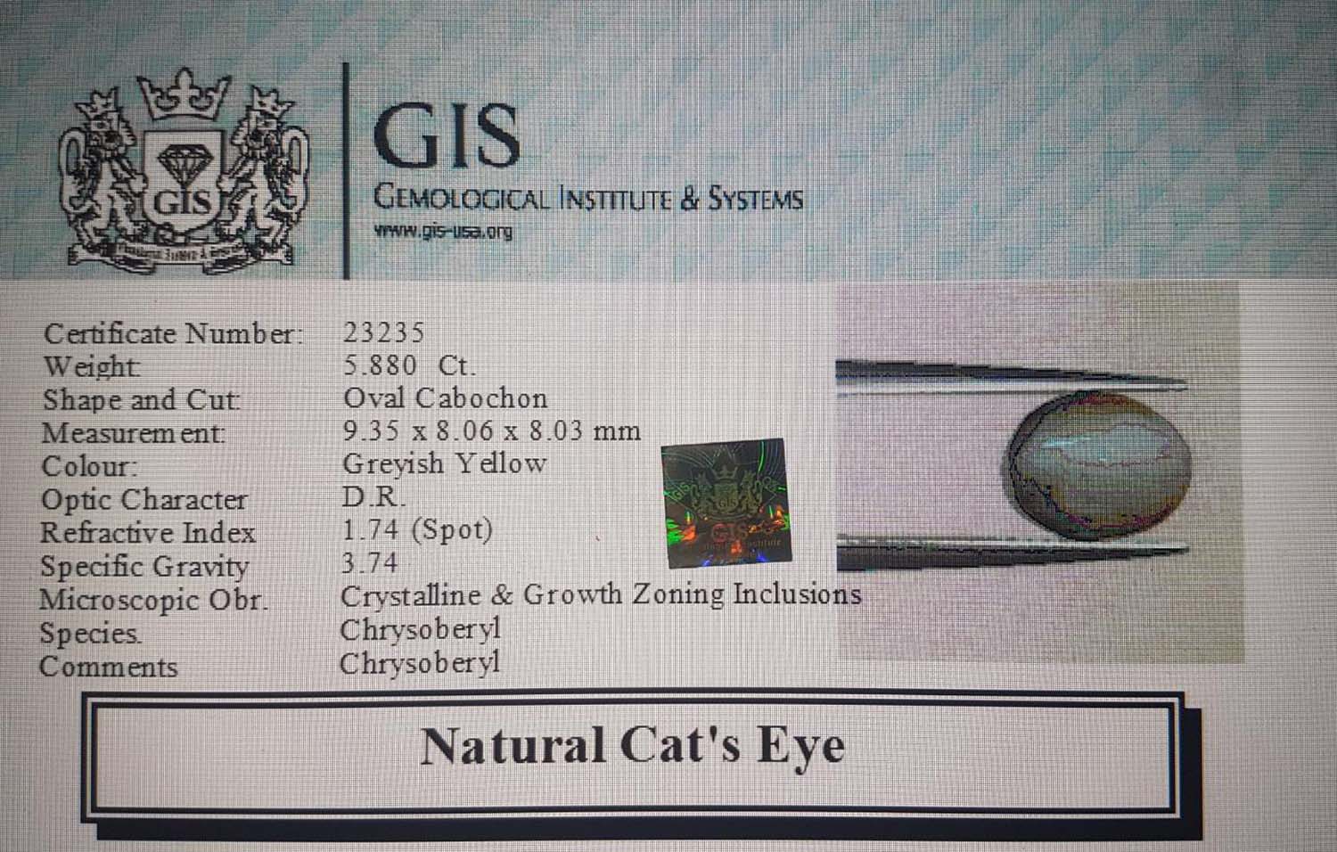 Cat's Eye 5.88 Ct.