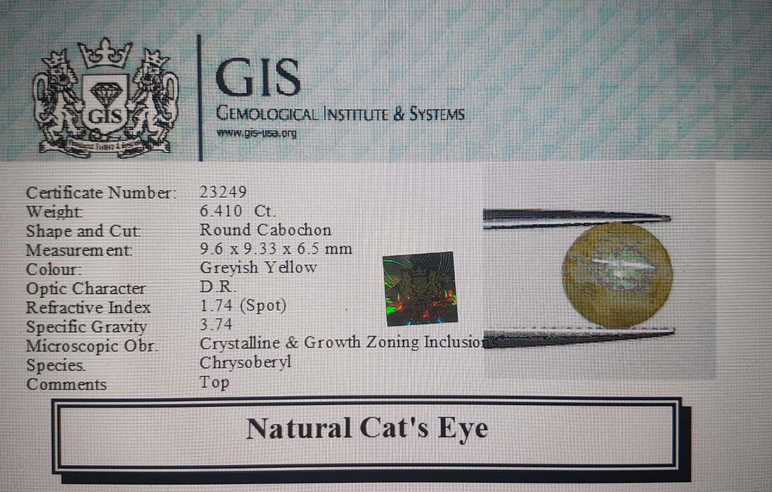 Cat's Eye 6.41 Ct.