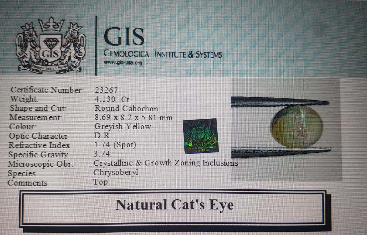 Cat's Eye 4.13 Ct.