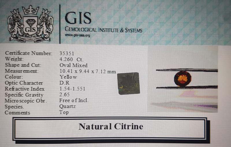 CIT1236 4 Citrine 4.26 Ct.