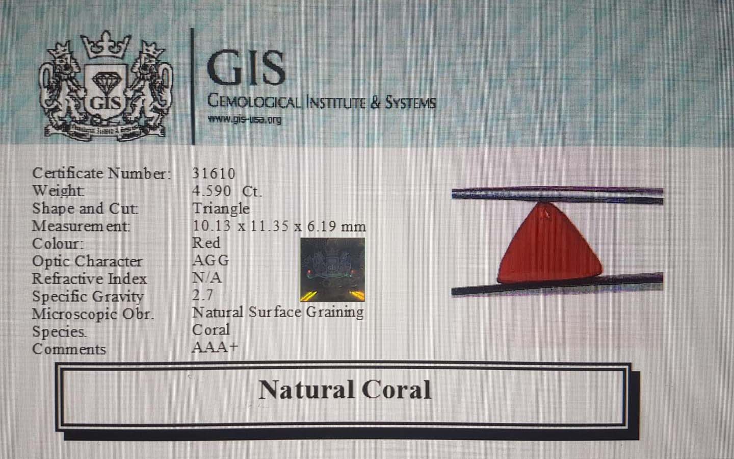 CRL2819 4 Coral 4.59 Ct.