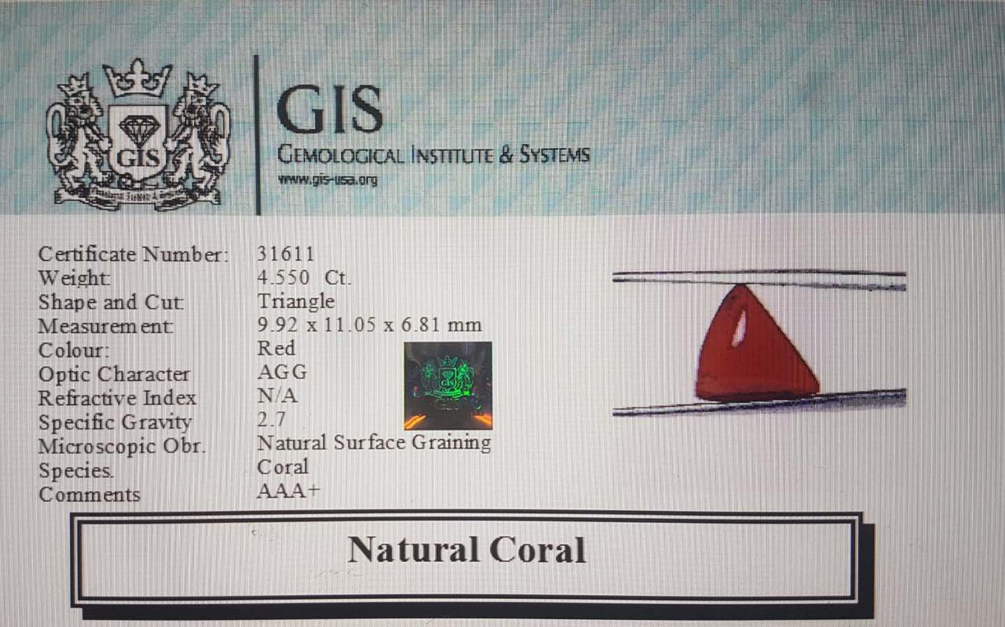 CRL2820 4 Coral 4.55 Ct.